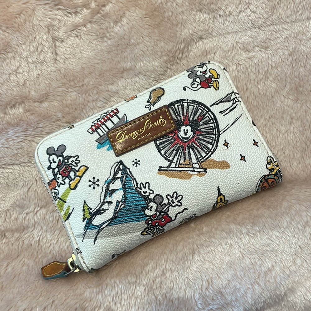 RARE Disneyana Attractions Disneyland Dooney & Burke Wallet ONLY